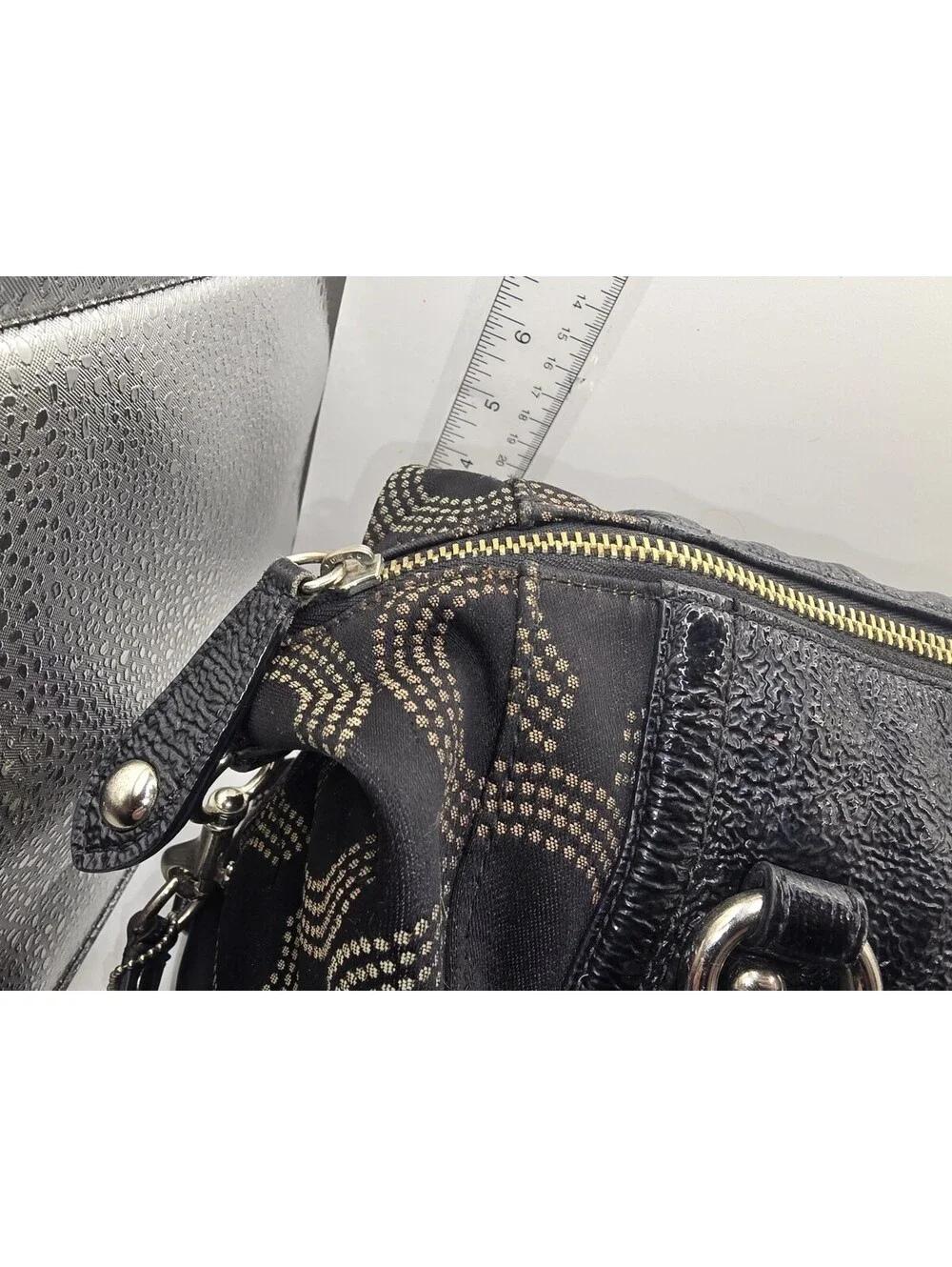 Authentic Coach Ashley Dotted OP Art Satchel Hand Bag Purse F20027 Black